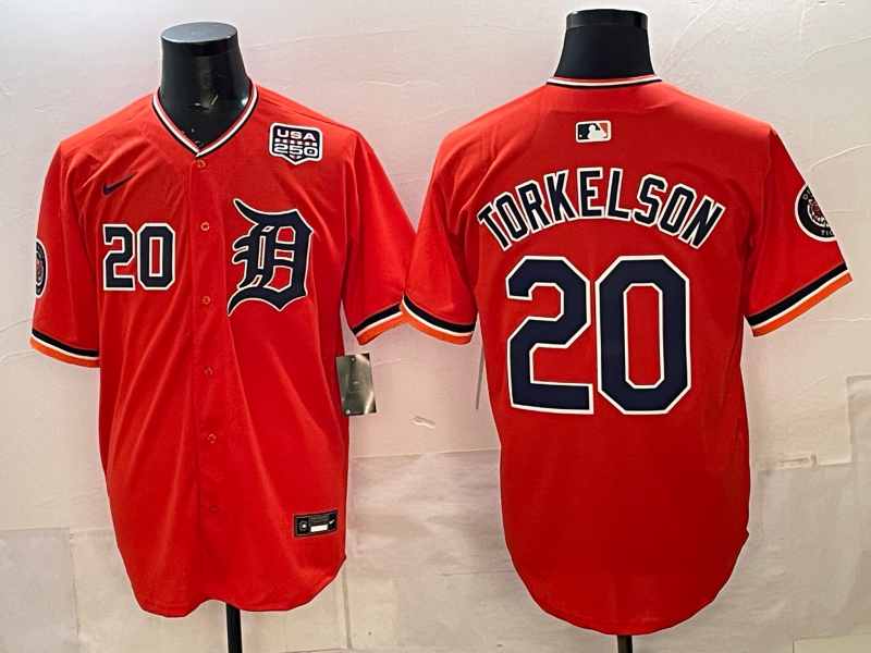 Men Detroit Tigers Torkelson orange Game Nike MLB Jersey 2026005->detroit tigers->MLB Jersey